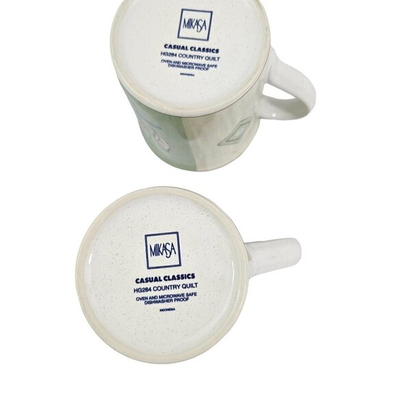 Mikasa Casual Classics Country Quilt HG284 14 Oz Porcelain Mug Cup – Set of 2 - Picture 6 of 16